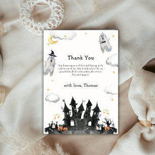 Niedliche Wasserfarbe Kleine Boo Ghost House Babyd Dankeskarte