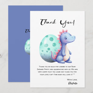 Niedliche Wasserfarbe Kleine Dinosaurier Babydusch Dankeskarte