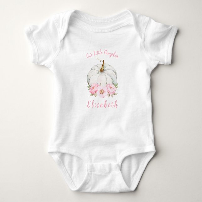 Niedliche Wasserfarbe Kleine Kürbisblume Baby Strampler (Vorderseite)
