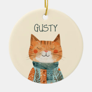 Niedliche Wasserfarbe Kunst Cat Foto Keramik Ornament