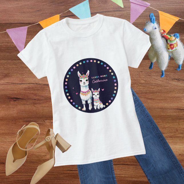Niedliche Wasserfarbe Llama Mama Mexican Baby Dusc T-Shirt (Von Creator hochgeladen)