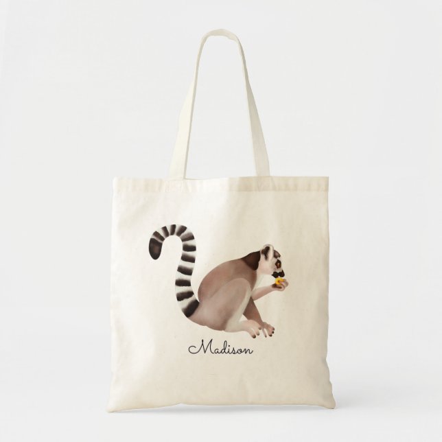 Niedliche Wasserfarbe Madagascar Lemur Personalisi Tragetasche (Vorne)