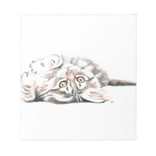 Niedliche Wasserfarbe Maine Coon Kitty Notizblock