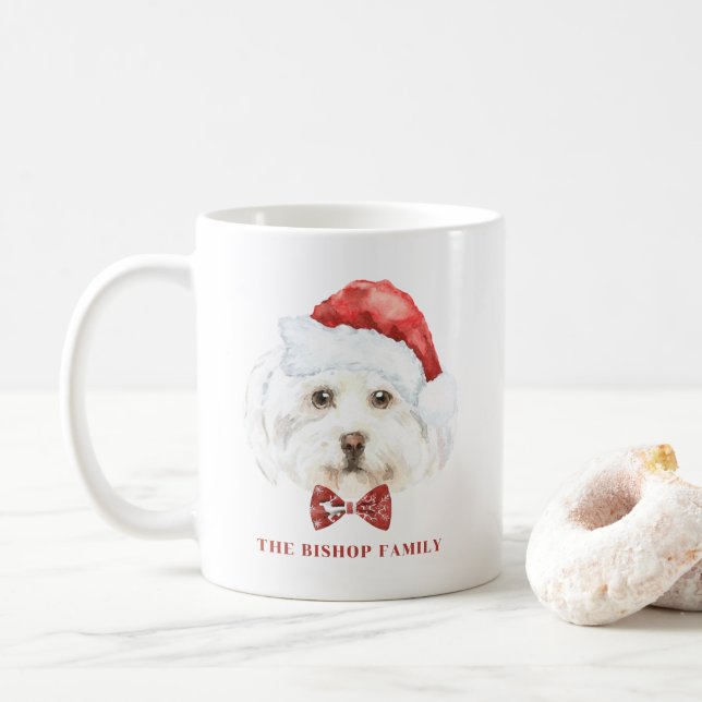Niedliche Wasserfarbe Maltesisch Weihnachtsfest Kaffeetasse (Mit Donut)