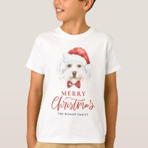 Niedliche Wasserfarbe Maltesisch Weihnachtsfest T-Shirt