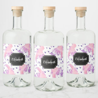 Niedliche Wasserfarbe Mermaid Alkoholflaschenetikett