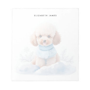 Niedliche Wasserfarbe Miniatur Apricot Poodle Welp Notizblock