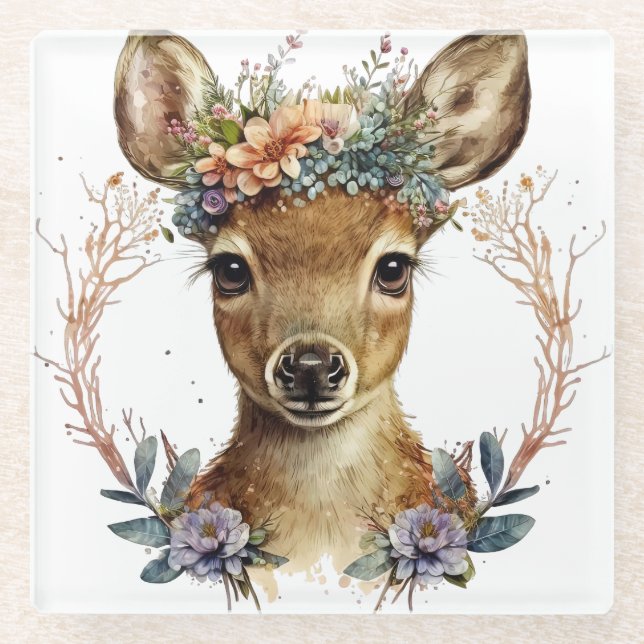 NIEDLICHE WASSERFARBE MIT WÜRDE VON BLUME GLASUNTERSETZER (Vorderseite)