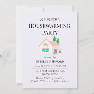 Niedliche Wasserfarbe Neue Zuhause Housewarming Pa Einladung