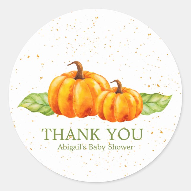Niedliche Wasserfarbe Orange Pumpkins Kinderdusche Runder Aufkleber (Vorderseite)