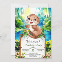 Niedliche Wasserfarbe Otter Geburtstag