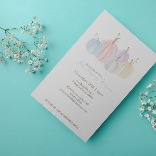 Niedliche Wasserfarbe Pastell Pumpkins Erntedank Einladung (Von Creator hochgeladen)