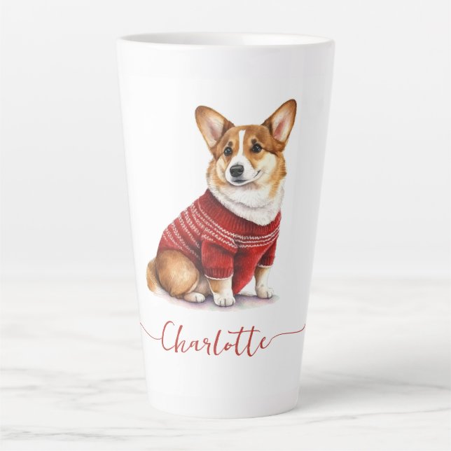 Niedliche Wasserfarbe Personalisiert Weihnachten C Milchtasse (Vorderseite)