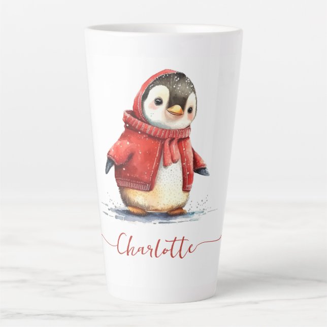 Niedliche Wasserfarbe Personalisierter Weihnachtsp Milchtasse (Vorderseite)