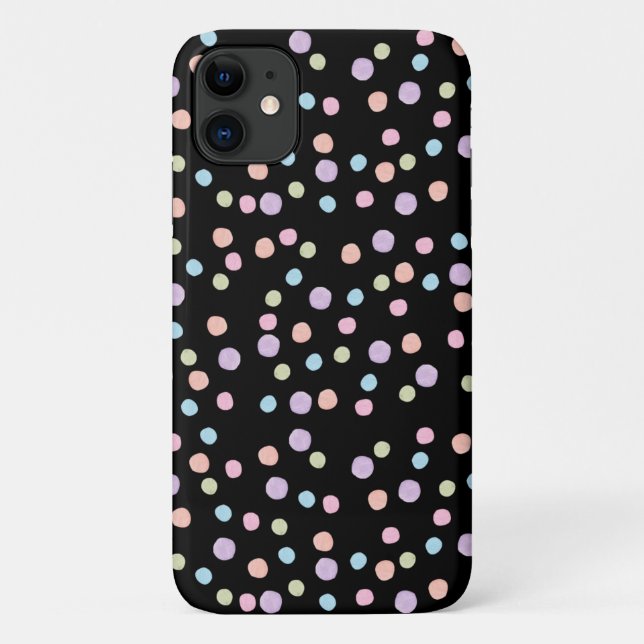 Niedliche Wasserfarbe Polka Dot farbiges Schwarzes Case-Mate iPhone Hülle (Rückseite)