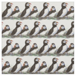 Niedliche Wasserfarbe Puffin Vogelwelt Kunst, Dich Stoff