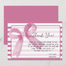 Niedliche Wasserfarbe Rosa Bow Babydusche