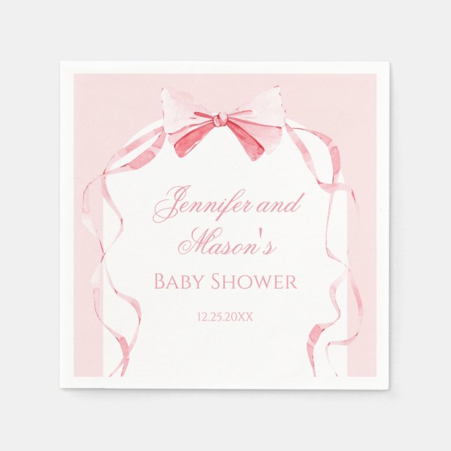Niedliche Wasserfarbe Rosa Bugband Babydusche Serviette (Vorderseite)