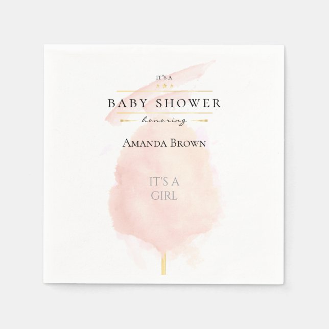 Niedliche Wasserfarbe Rosa Cotton Candy Baby Dusch Serviette (Vorderseite)