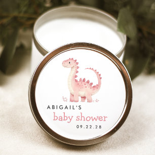 Niedliche Wasserfarbe Rosa Dinosaurier Girl Babydu Runder Aufkleber