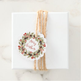 Niedliche Wasserfarbe Rote Berries Wreath Frohe We Geschenkanhänger