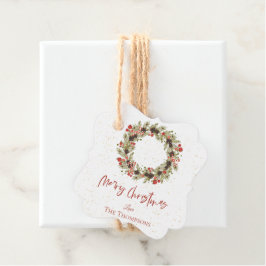 Niedliche Wasserfarbe Rote Berries Wreath Frohe We Geschenkanhänger