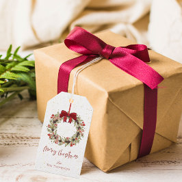 Niedliche Wasserfarbe Rote Berries Wreath Frohe We Geschenkanhänger