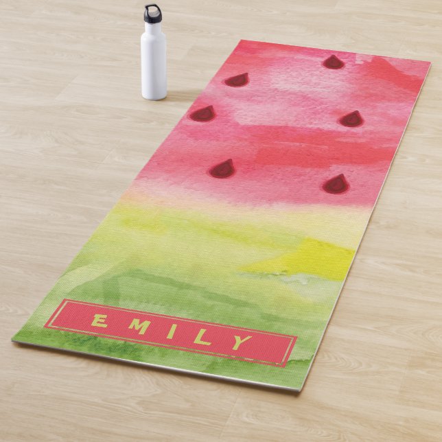 Niedliche Wasserfarbe Roter Wassermelone Name Yogamatte (Beispiel)
