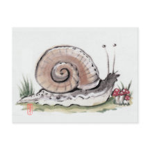 Niedliche Wasserfarbe Schnecke Art Tier Postkarte