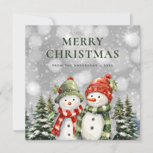 Niedliche Wasserfarbe Schneemann Frohe Weihnachten