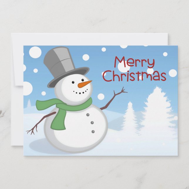 Niedliche Wasserfarbe Schneemann Frohe Weihnachten (Vorderseite)