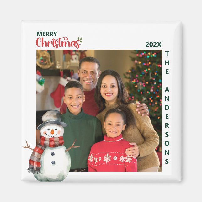 Niedliche Wasserfarbe Schneemann Frohe Weihnachten Magnet (Vorne)