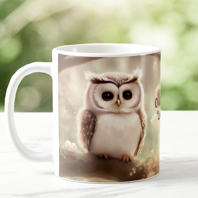 Niedliche Wasserfarbe Schüssel Personalisiert Kaff Kaffeetasse (Cute Watercolor Owl Personalized Coffee Mug)