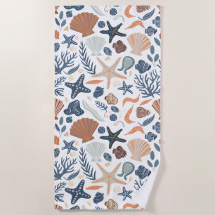 Niedliche Wasserfarbe Seashell Coral Strandtuch