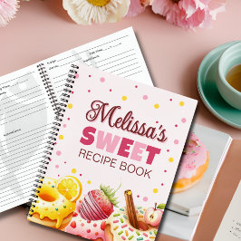 Niedliche Wasserfarbe Süße Donut mit Namensrezeptu Notizbuch