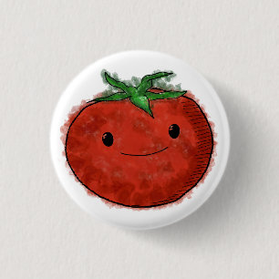 Niedliche Wasserfarbe Tomaten Button