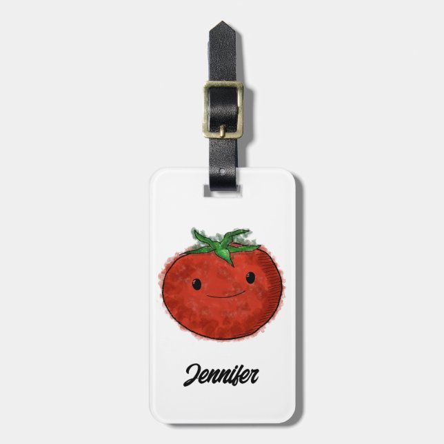 Niedliche Wasserfarbe Tomaten Gepäckanhänger (Vorderseite vertikal)