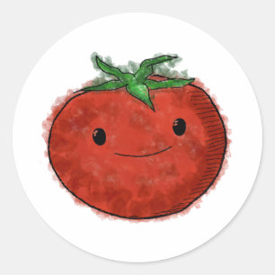 Niedliche Wasserfarbe Tomaten Runder Aufkleber