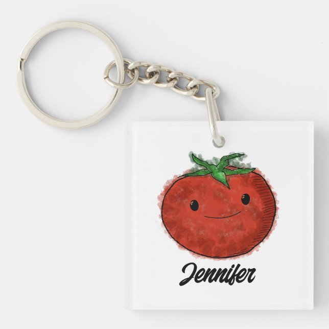 Niedliche Wasserfarbe Tomaten Schlüsselanhänger (Vorderseite)