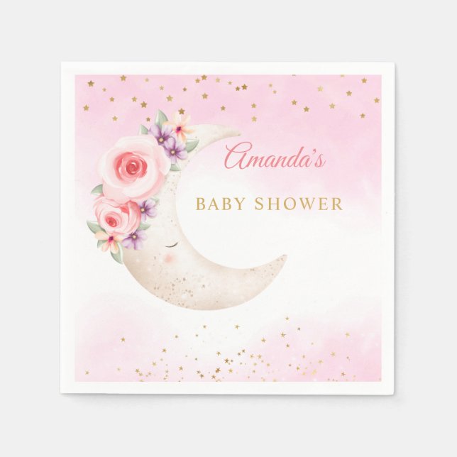 Niedliche Wasserfarbe über der Mond-Babydusche Serviette (Vorderseite)