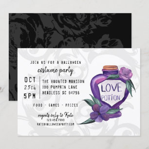 Niedliche Wasserfarbe Viktorianische Liebe Hallowe Einladung