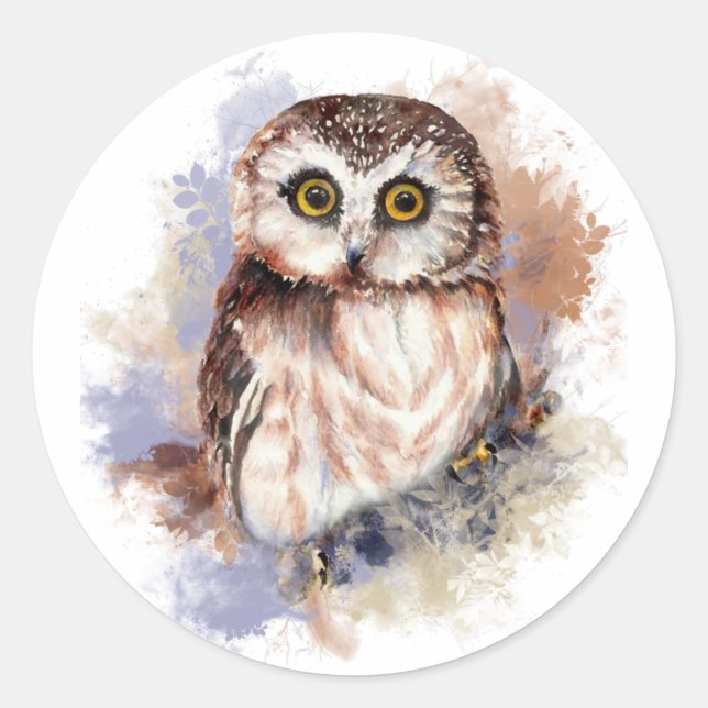 Niedliche Wasserfarbe Vogelwelt Kunst Runder Aufkleber (Vorderseite)