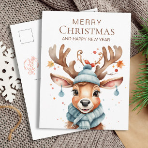Niedliche Wasserfarbe Wald Weihnachtsbaum Postkarte