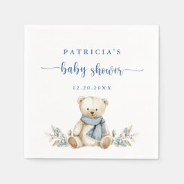 Niedliche Wasserfarbe Winter Teddy Bear Babydusche Serviette