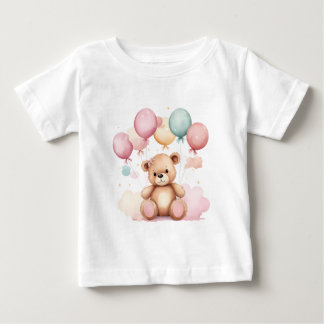 Niedliche Wasserfarben Babydusche Balloons Teddy B Baby T-shirt