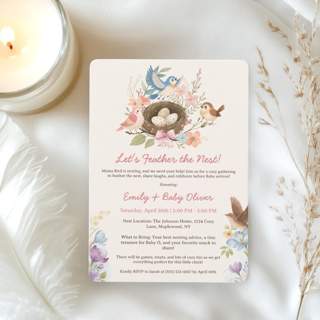 Niedliche Wasserfarben Bird Nesting Party Baby Dus Einladung (Cute Watercolor Bird Nesting Party Baby Shower Invitation)