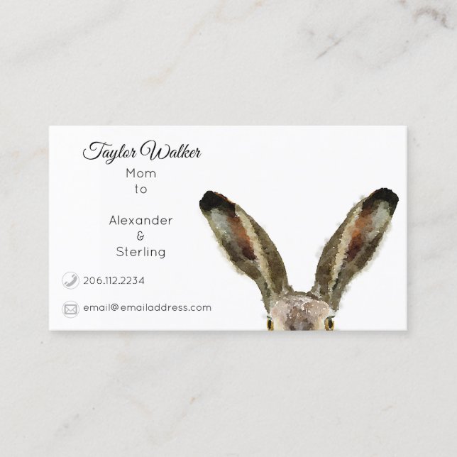 Niedliche Wasserfarben Bunny Rabbit Mommcard Telefonnummerkarte (Vorderseite)