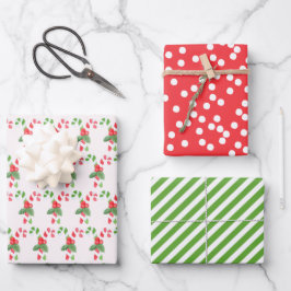 Niedliche Wasserfarben Candy Canes - Weihnachten Geschenkpapier Set