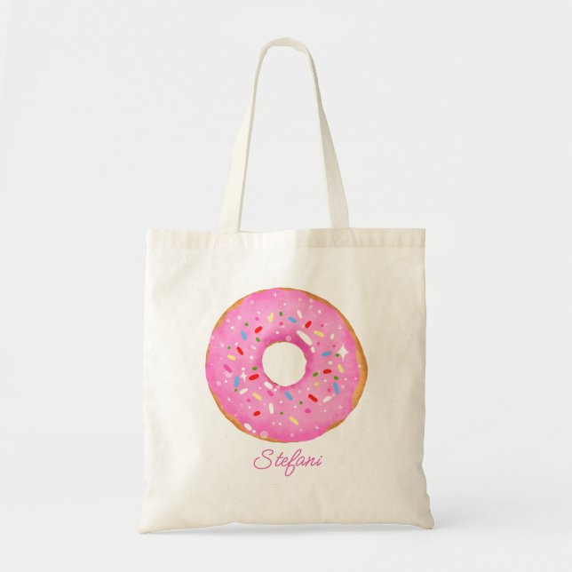 Niedliche Wasserfarben-Donut und Sprinklen nach Ma Tragetasche (Vorne)