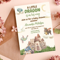 Niedliche Wasserfarben-Dragon-Babydusche